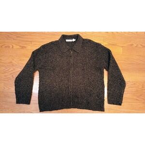 Carolyn Taylor Essentials Womens Textured Wool blend Zip Up Cardigan Sweater L G